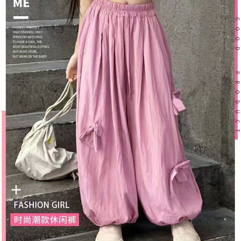 夏季薄款女童冰丝束脚时尚韩版儿童服装哈伦裤宽松洋气灯笼防蚊裤