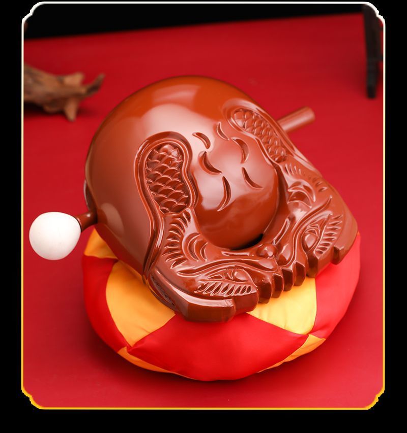 木鱼一套佛具用品家用静心台湾老式香樟木实木木鱼摆件配垫子棒子 detail 15