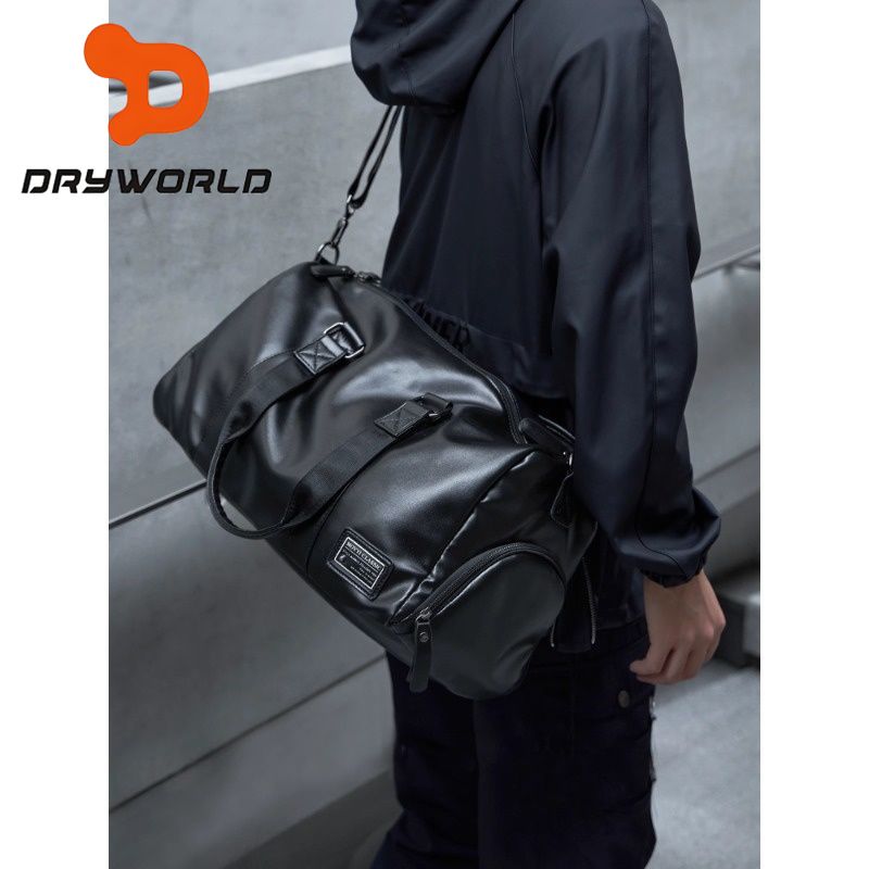 【DRYWORLD】简约商务休闲旅行包男防水皮质运动健身包短途出差旅行袋