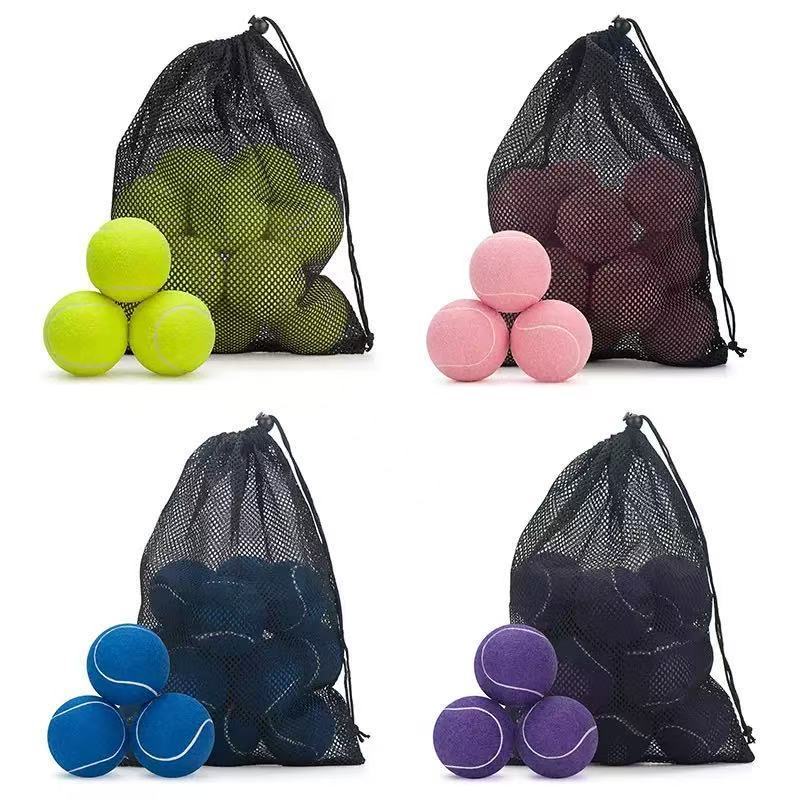 Balles de tennis d'entraînement résistantes, roses et bleues, multicolores et avec sac en filet, à faible élasticité. Modèles variés._voghion.com