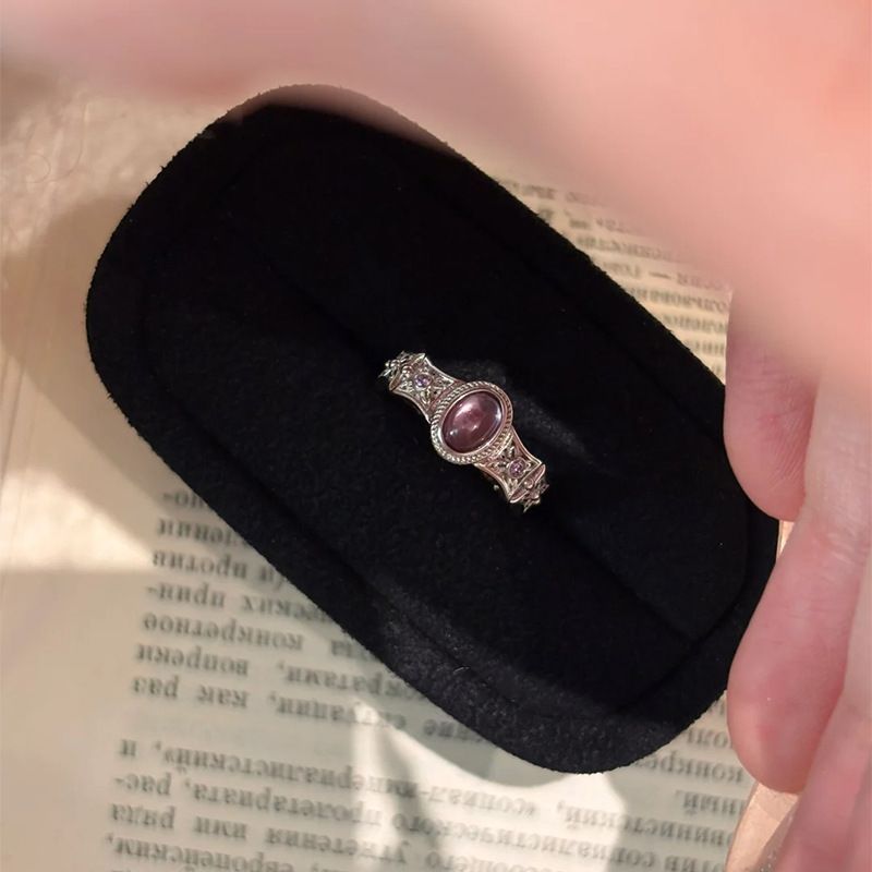 Amethyst Cabochon Ring Sterling Silver Luxury Designer Ring_voghion.com