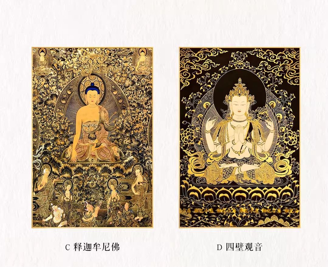 招财财神释迦牟尼客厅佛像唐卡观音菩萨装饰画发财玄关壁画挂画 detail 14