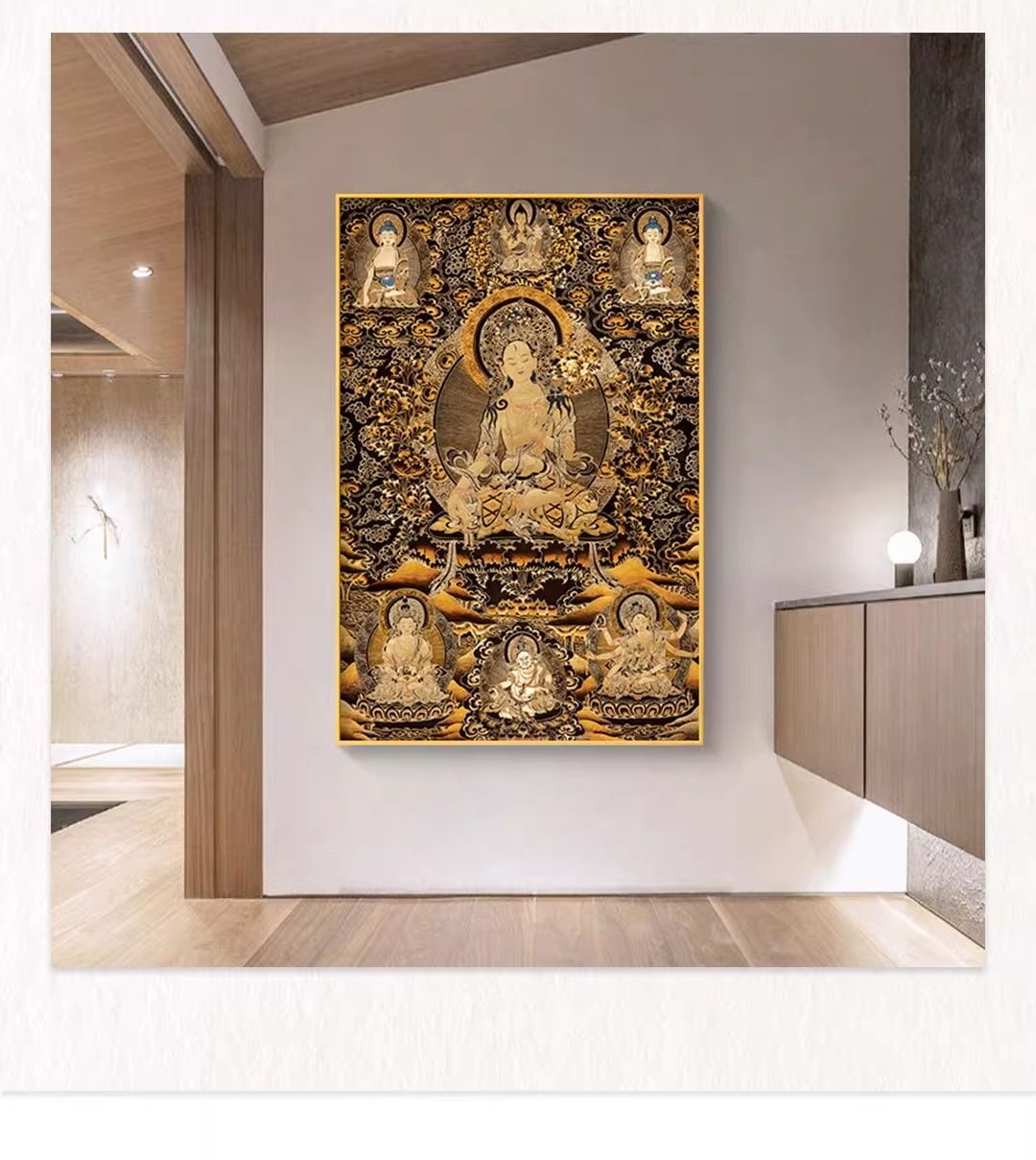 招财财神释迦牟尼客厅佛像唐卡观音菩萨装饰画发财玄关壁画挂画 5