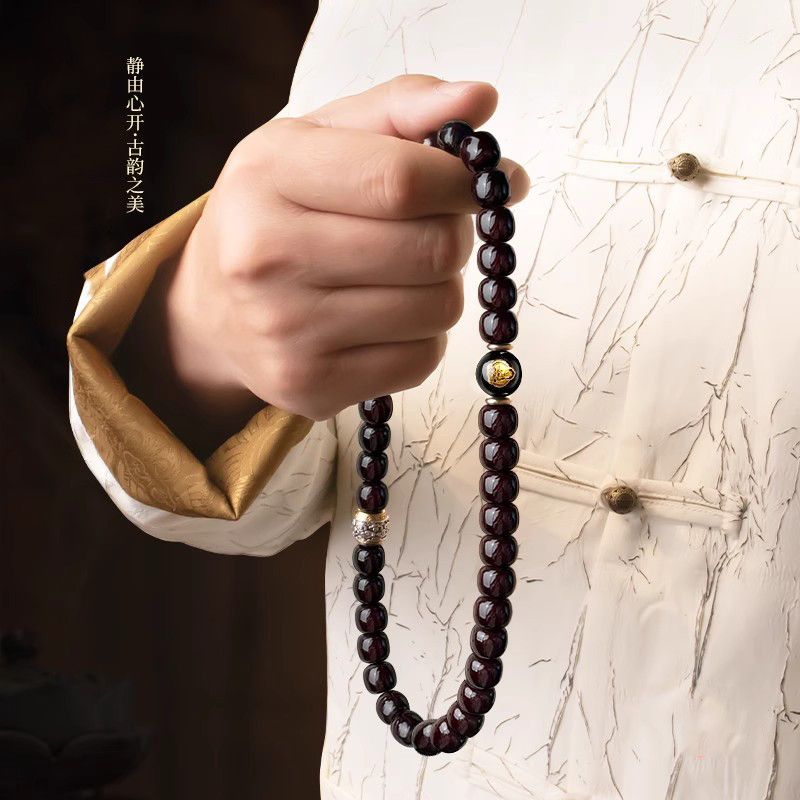 108 Black Obsidian Mala detail 1