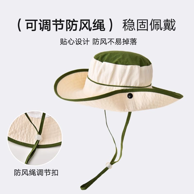 儿童帽子夏季薄款速干男童拼色大檐女童户外出游防晒渔夫帽遮阳帽