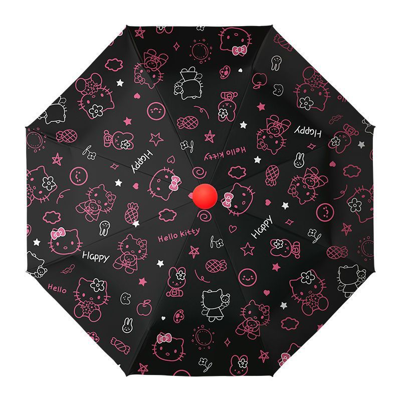 凯蒂猫卡通雨伞ins风黑胶防晒防紫外线晴雨伞两用太阳伞女 图片 10