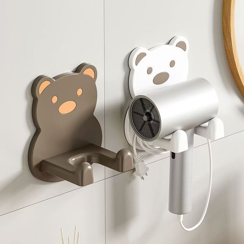 Support mural pour sèche-cheveux électrique Bear Holder sans perçage, à fixer au mur._voghion.com