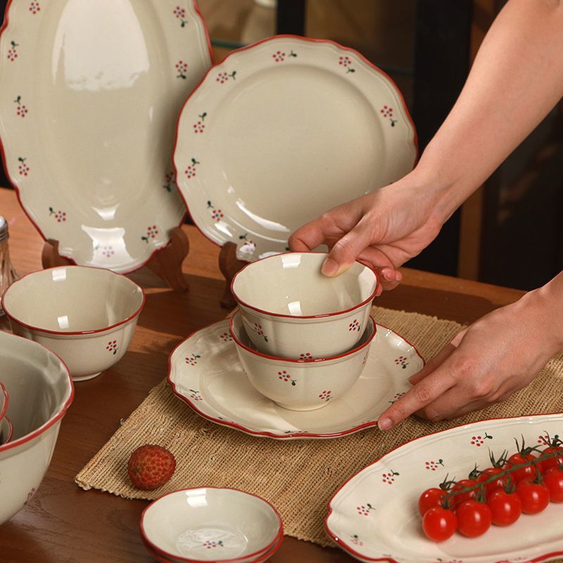 Underglaze Color High-Value Rice Soup Ceramic New Home High-End Bowl And Plate Set Household Tableware_voghion.com