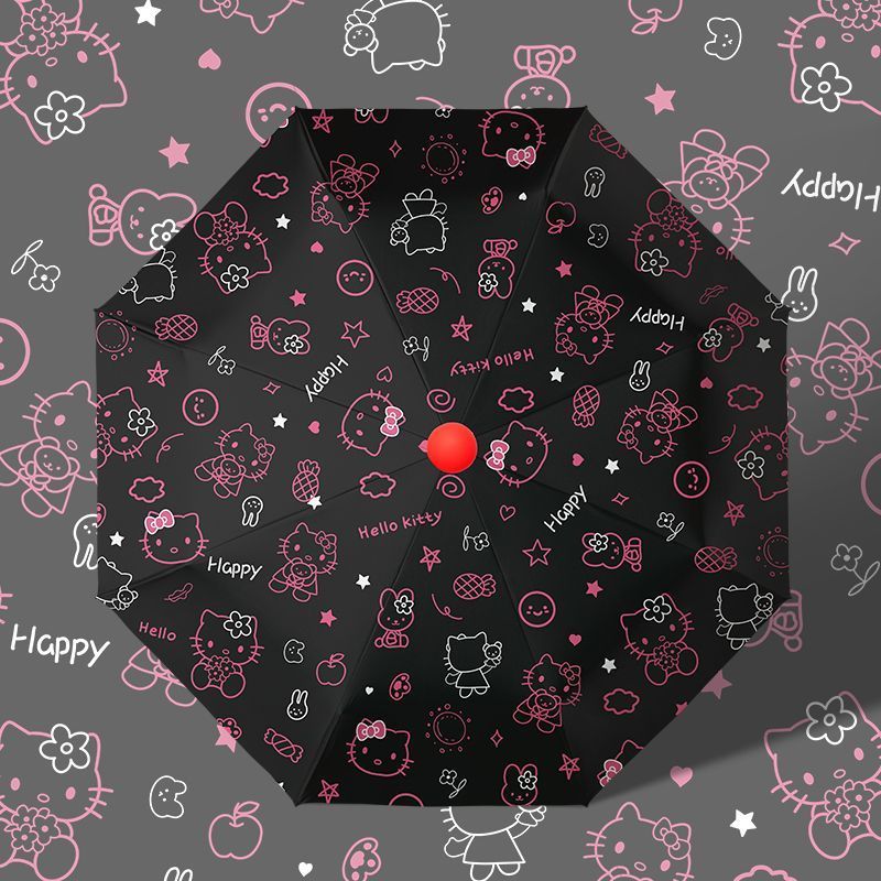 凯蒂猫卡通雨伞ins风黑胶防晒防紫外线晴雨伞两用太阳伞女 图片 7