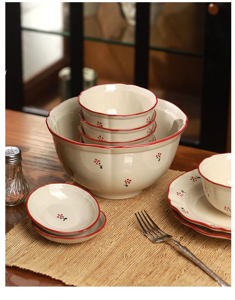Underglaze Color High-Value Rice Soup Ceramic New Home High-End Bowl And Plate Set Household Tableware_voghion.com