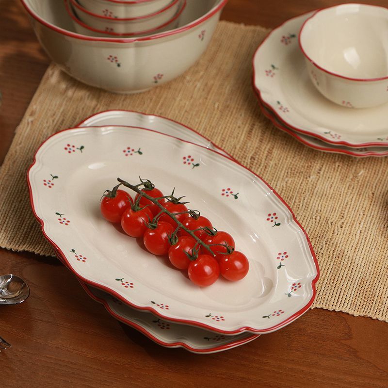 Underglaze Color High-Value Rice Soup Ceramic New Home High-End Bowl And Plate Set Household Tableware_voghion.com