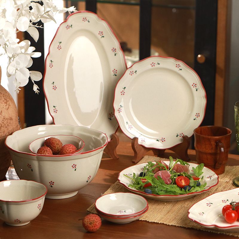 Underglaze Color High-Value Rice Soup Ceramic New Home High-End Bowl And Plate Set Household Tableware_voghion.com