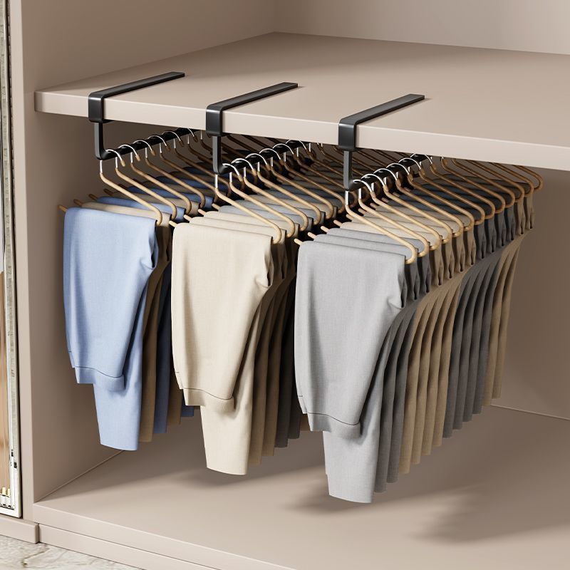 Kleiderstange mit ausziehbarem Fach für die Deckenmontage (ohne Bohren) und integriertem Kleiderbügel/Hosenhalterung_voghion.com