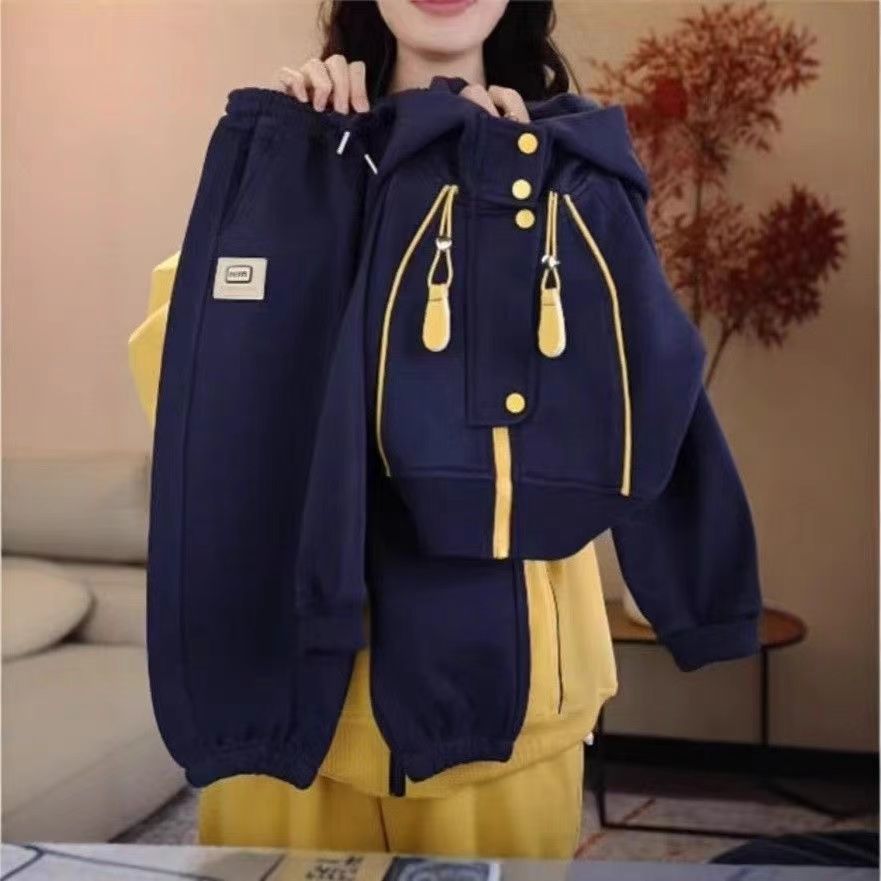 春秋季儿童套装2026新款运动休闲韩版休闲连帽卫衣女孩洋气两件套
