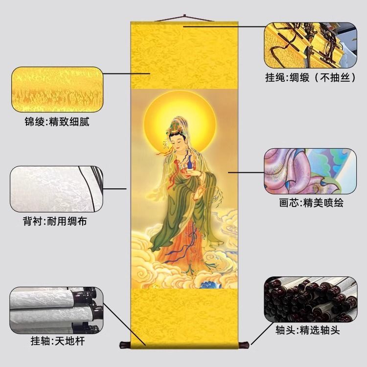 道家全神挂画众神图画像三清天尊玉帝王母四御雷祖神像卷轴装饰画 detail 2