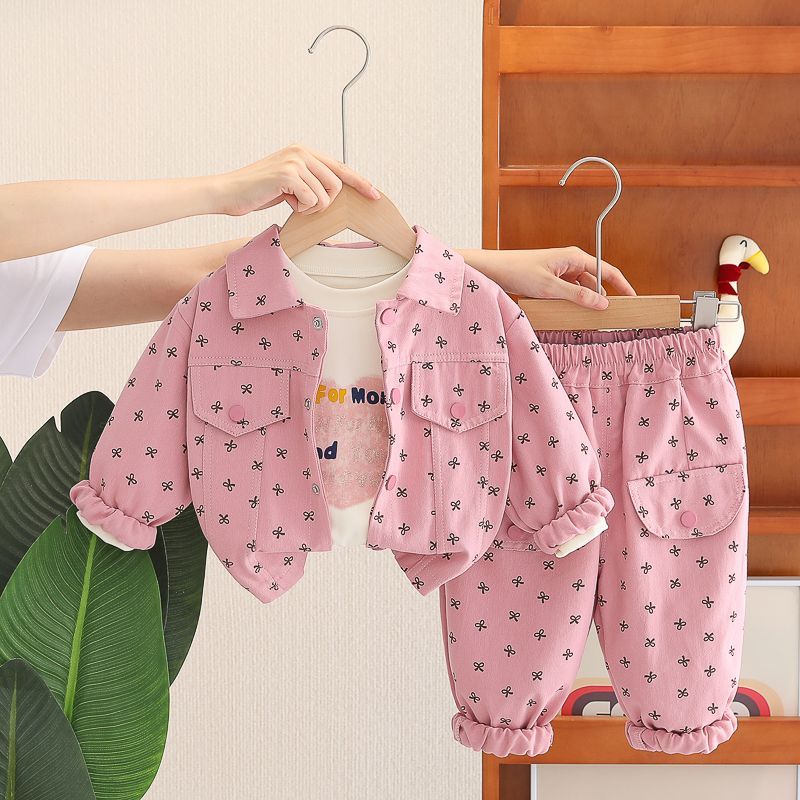 Dreiteiliges Lässiges Strickjacken Set Für Mädchen Im Frühling_voghion.com