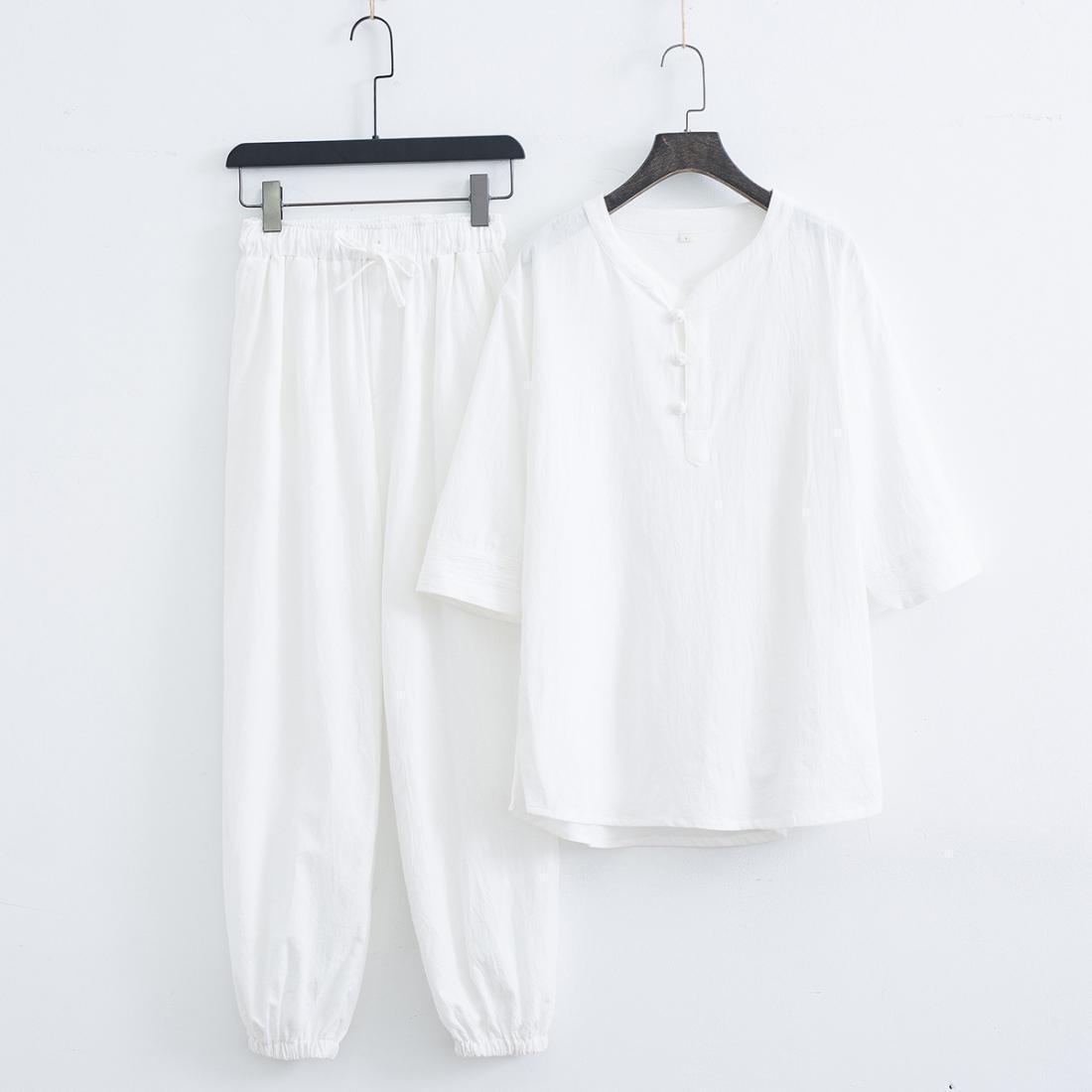 佛系禅意居士服汉服夏中式套装亚麻道家服装男女打坐修行唐装茶服 detail 4