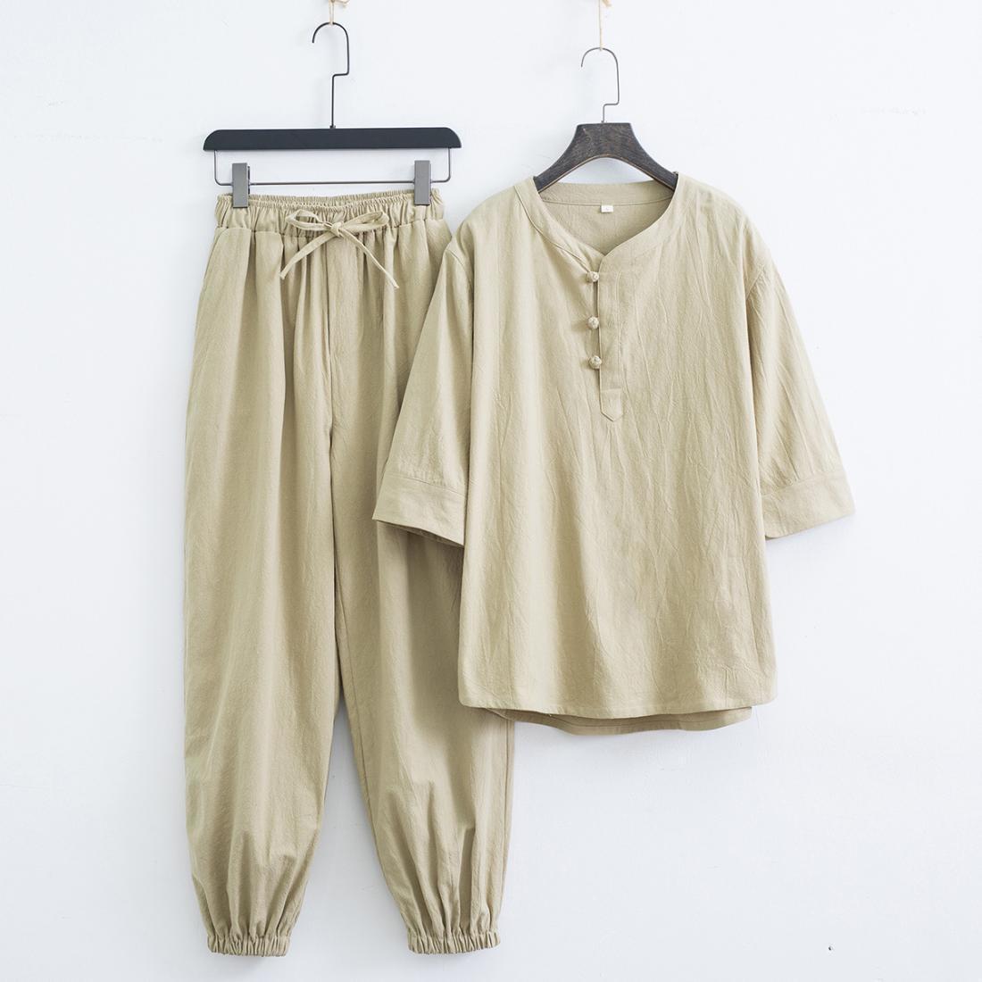 佛系禅意居士服汉服夏中式套装亚麻道家服装男女打坐修行唐装茶服 detail 3
