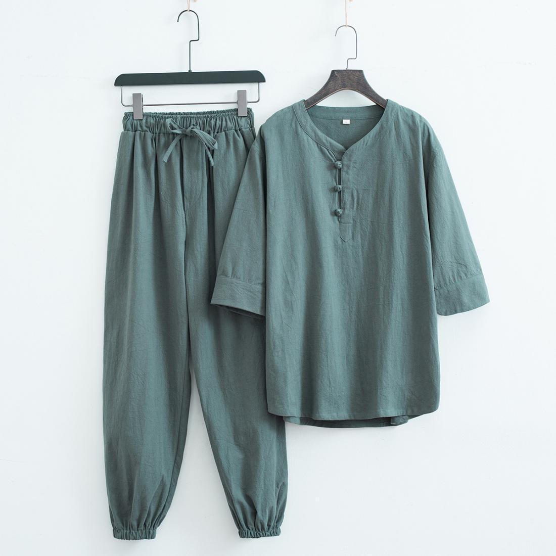 佛系禅意居士服汉服夏中式套装亚麻道家服装男女打坐修行唐装茶服 detail 5