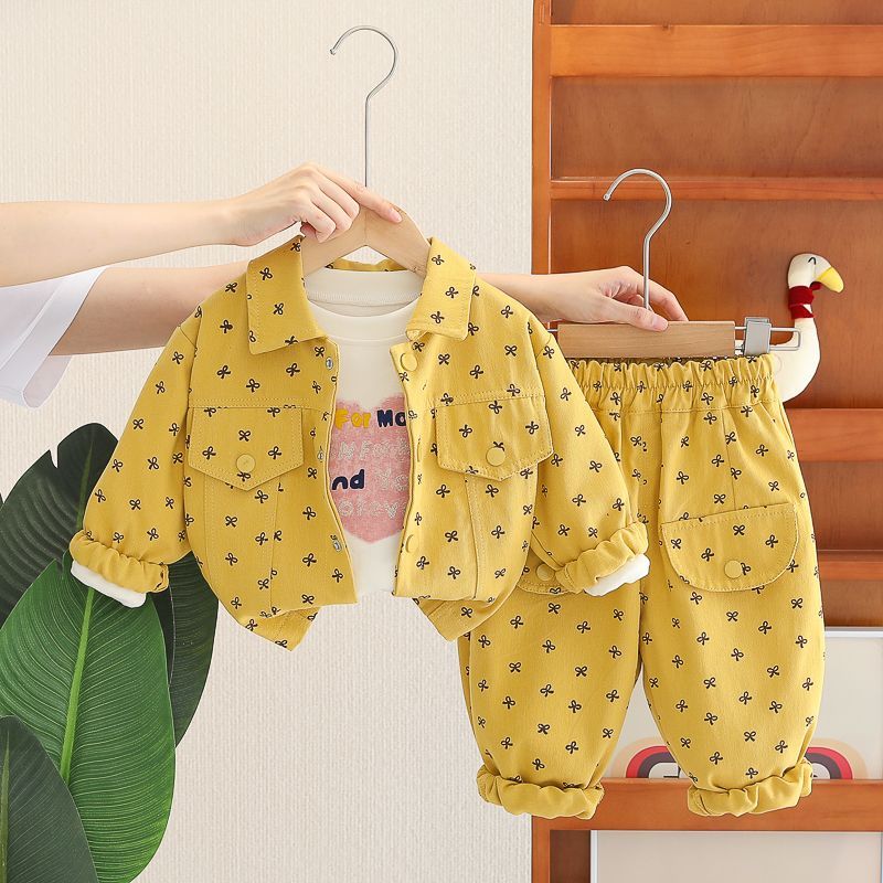 Dreiteiliges Lässiges Strickjacken Set Für Mädchen Im Frühling_voghion.com