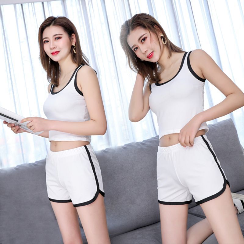 2025新款瑜伽服女夏季时尚休闲运动套装跑步团队服短裤背心两件套