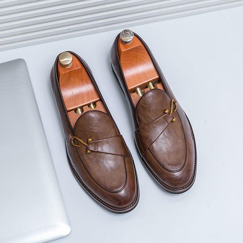 Retro Loafers For Men, Comfortable Leather Slip-on Driving Shoes_voghion.com