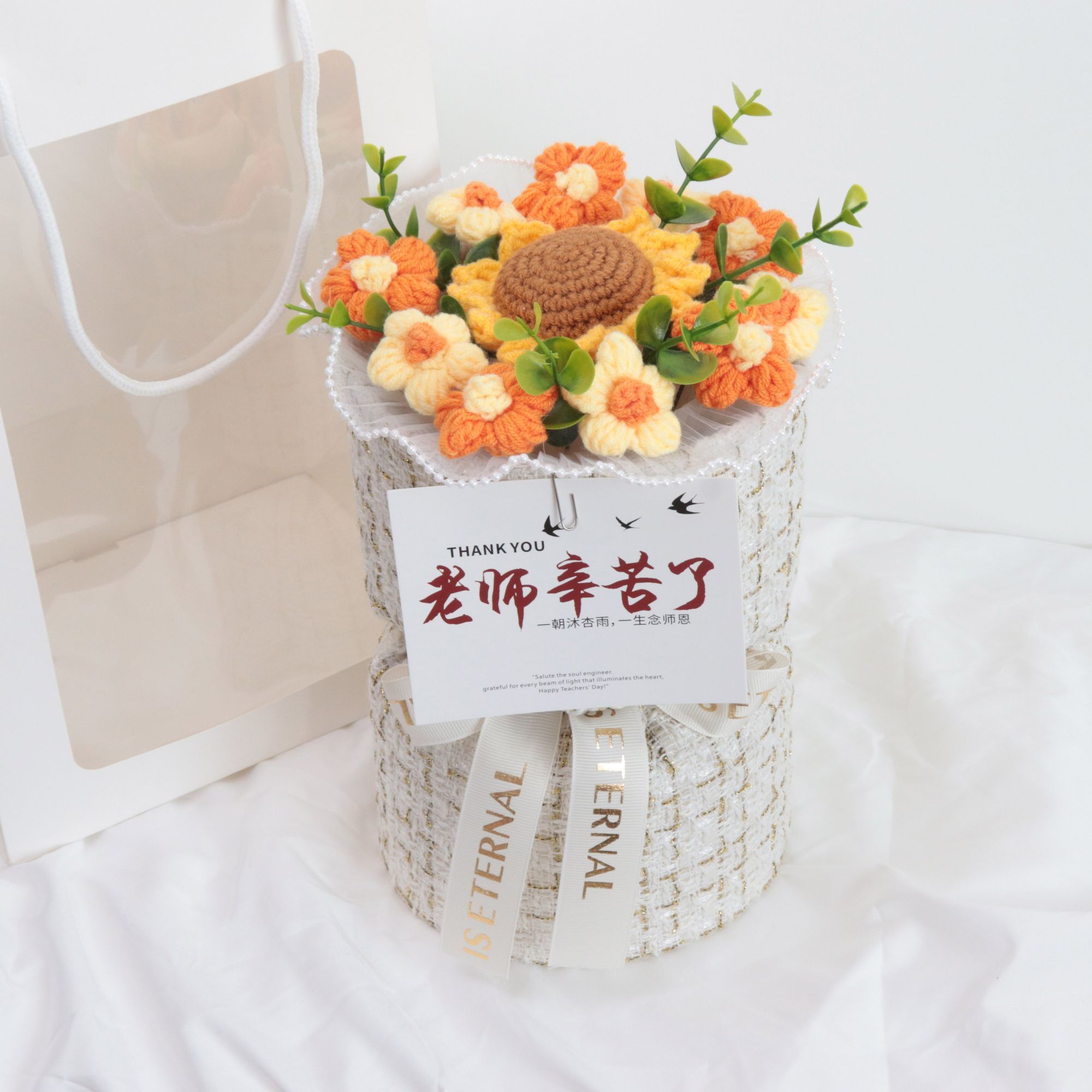 毕业季礼物编针织毛线玫瑰花束送女朋友老师同学生日女生闺蜜实用 图片 5