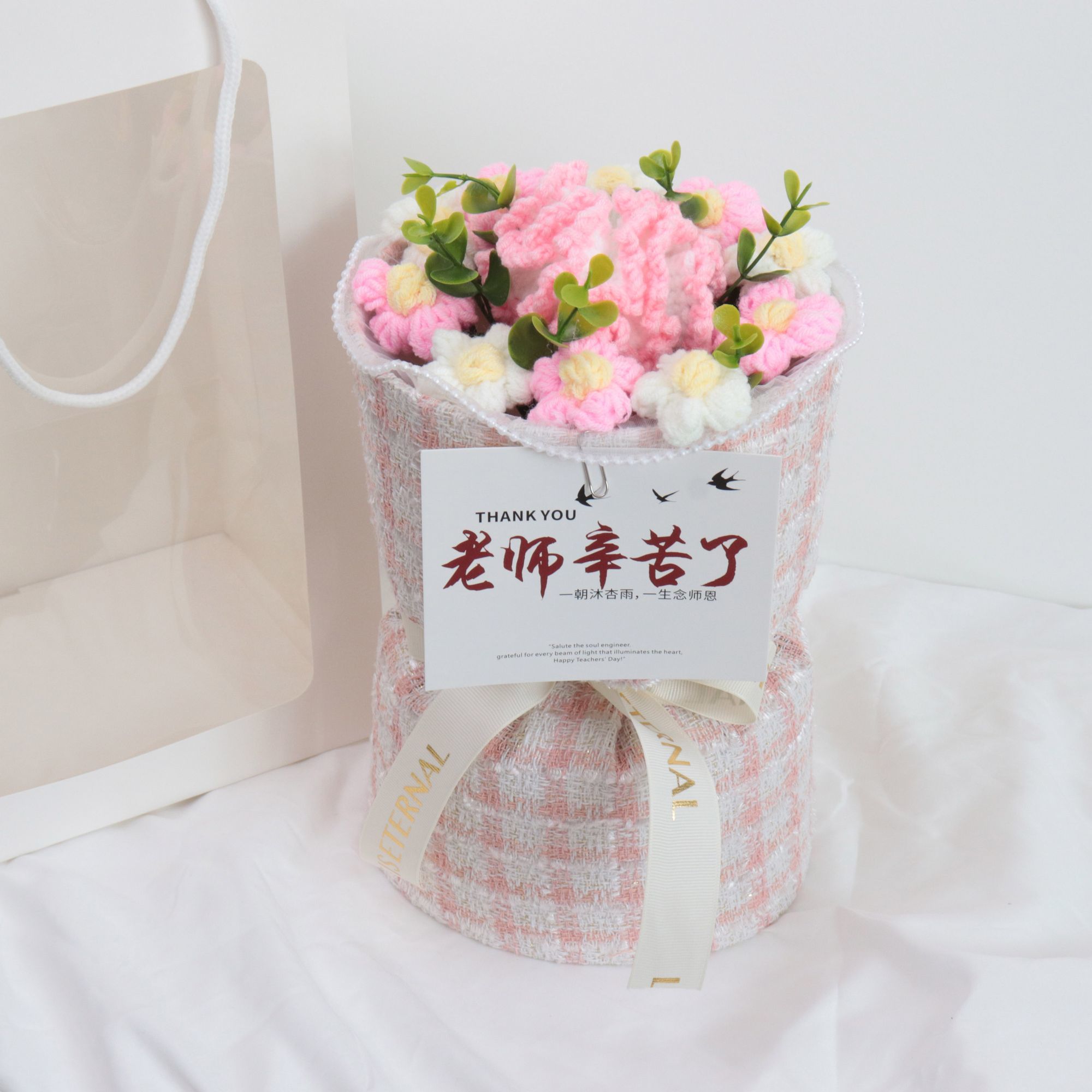 毕业季礼物编针织毛线玫瑰花束送女朋友老师同学生日女生闺蜜实用 图片 10