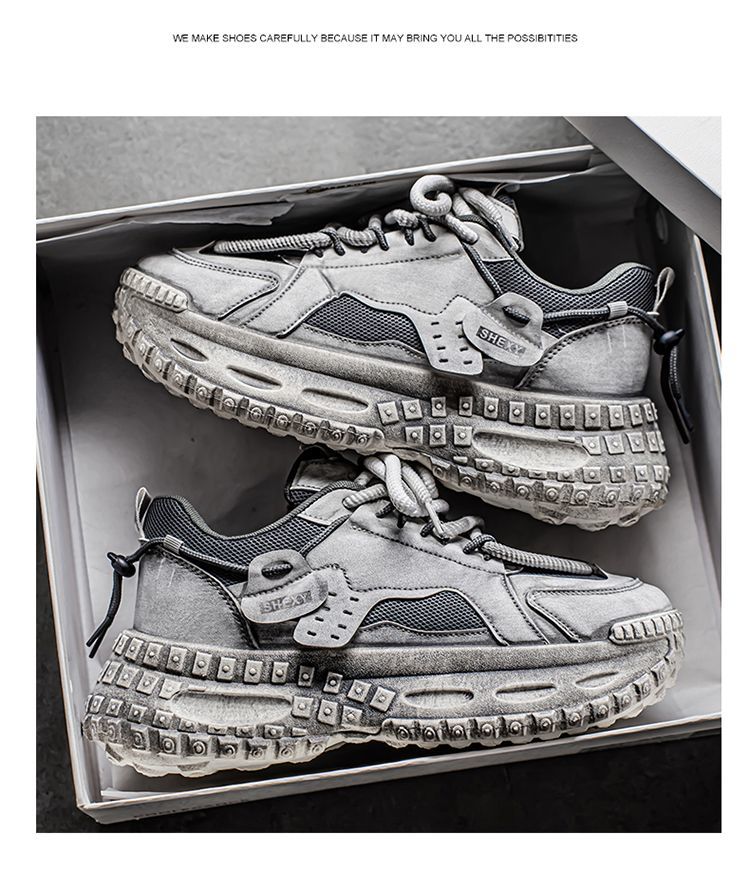 Winter Dad Sneakers For Men, Non-Slip Casual Sports Wasteland Style Loafers, Thick-Soled Tire Shoes, Men's Trendy Shoes_desvips.com