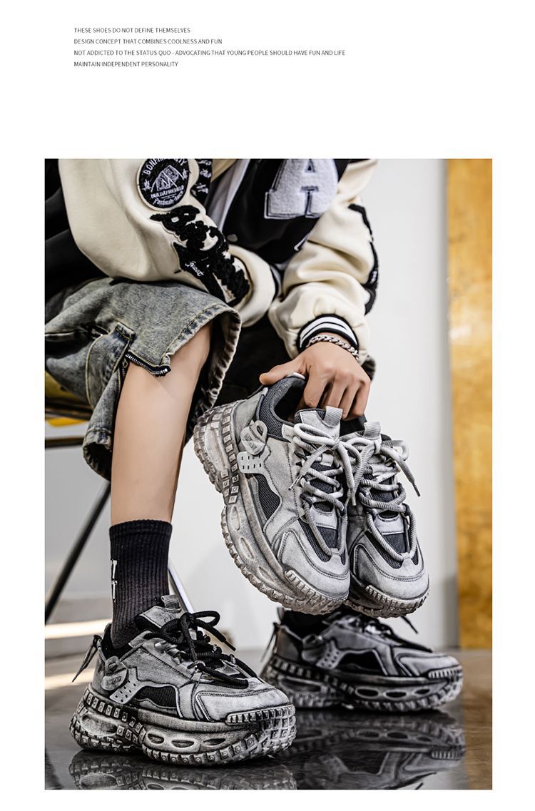 Winter Dad Sneakers For Men, Non-Slip Casual Sports Wasteland Style Loafers, Thick-Soled Tire Shoes, Men's Trendy Shoes_desvips.com
