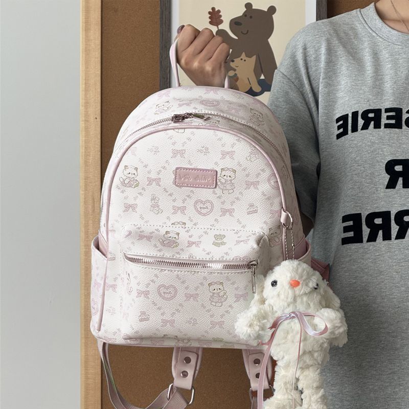 DRYWORLD Cute Kitten Backpack Bow Blue Versatile Large Capacity Bag_voghion.com