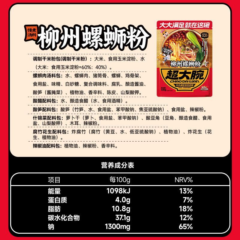 【到手5袋】三只松鼠螺蛳粉335g*5袋休闲零食螺蛳粉地道风味超值 图片 7