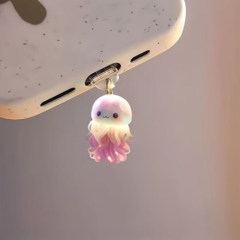 Cute Jellyfish Theme Acrylic Dust Plug Dustproof Suitable For Phone Charging And Type-C Port_voghion.com