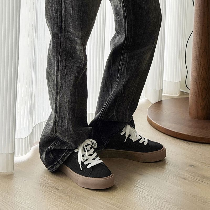Men's Spring New Versatile Niche Casual Sneakers For Students, Suede Leather, Matte Finish, Thick-soled,_vogvips.com