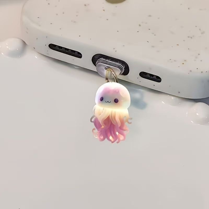 Cute Jellyfish Theme Acrylic Dust Plug Dustproof Suitable For Phone Charging And Type-C Port_voghion.com