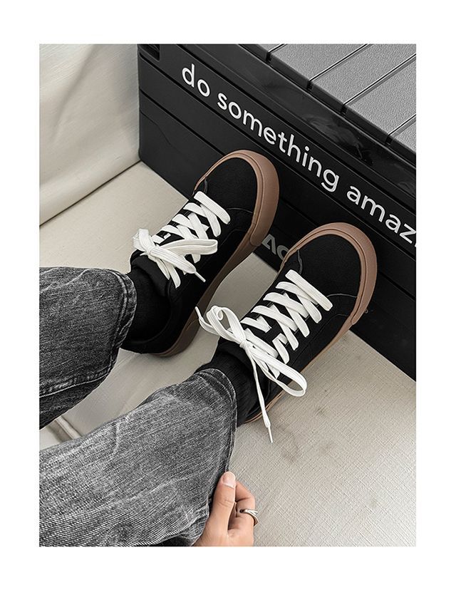 Men's Spring New Versatile Niche Casual Sneakers For Students, Suede Leather, Matte Finish, Thick-soled,_vogvips.com
