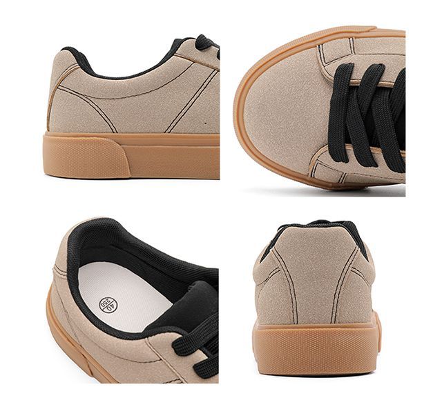Men's Spring New Versatile Niche Casual Sneakers For Students, Suede Leather, Matte Finish, Thick-soled,_vogvips.com