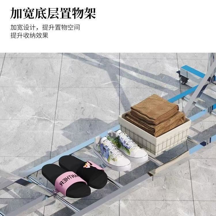 不锈钢加厚晾衣架晾衣落地家用阳台室外双杆晒被子防风移动 图片 5