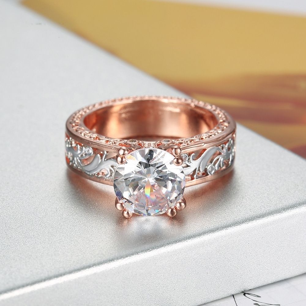 Anello da donna in lega con zircone color champagne_voghion.com