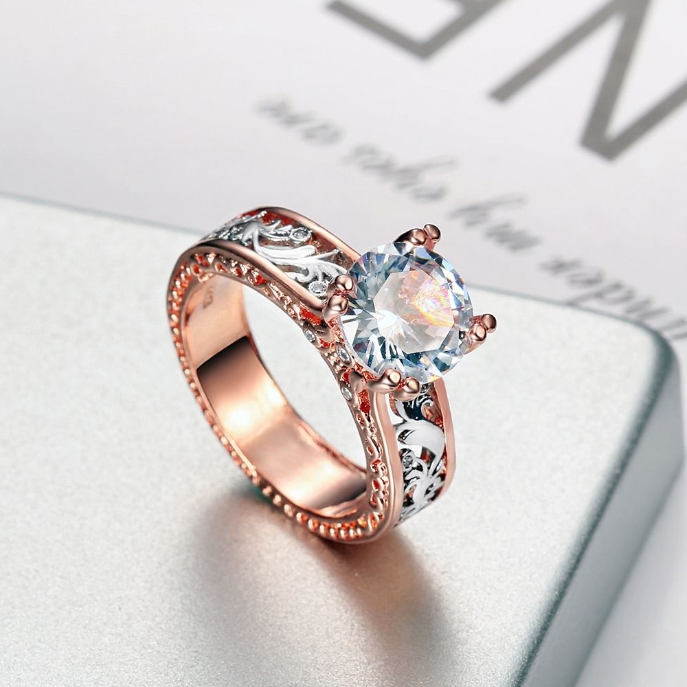 Anello da donna in lega con zircone color champagne_voghion.com