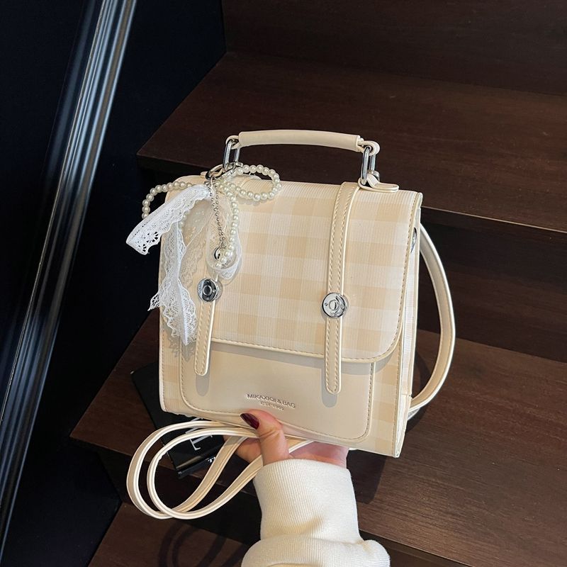 Super Popular Niche Women's Handbag 2026 New Exquisite Plaid Mini Backpack With A High-end Feel For Commuting_voghion.com