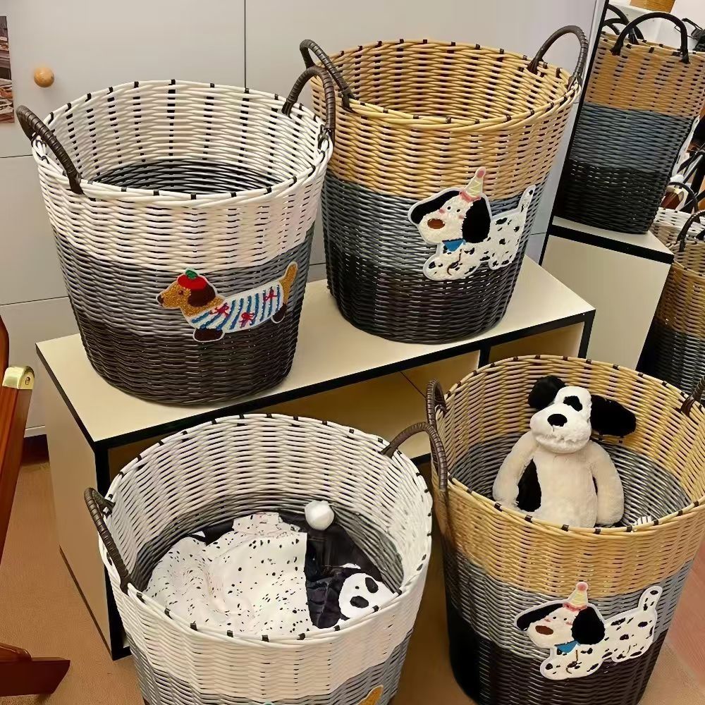 Großer Aufbewahrungskorb aus Rattan für Spielzeug im Badezimmer, Wäsche und mehr – ideal als Spielzeugkorb für schmutzige Gegenstände im Badezimmer oder als Wäschekorb._voghion.com