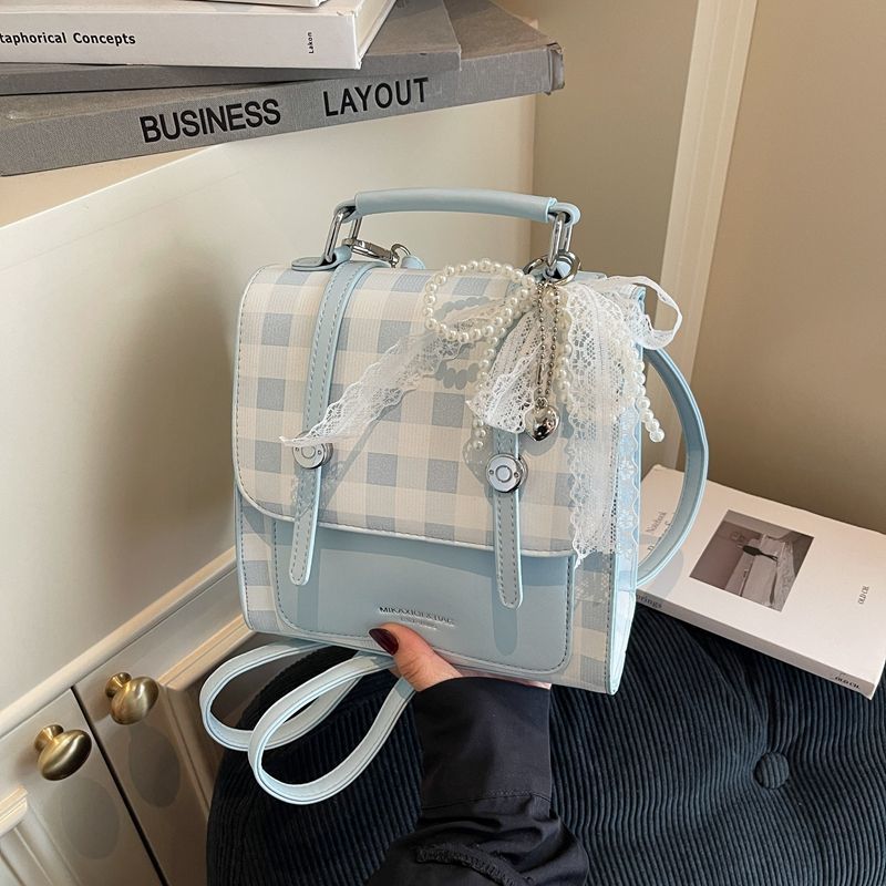 Super Popular Niche Women's Handbag 2026 New Exquisite Plaid Mini Backpack With A High-end Feel For Commuting_voghion.com