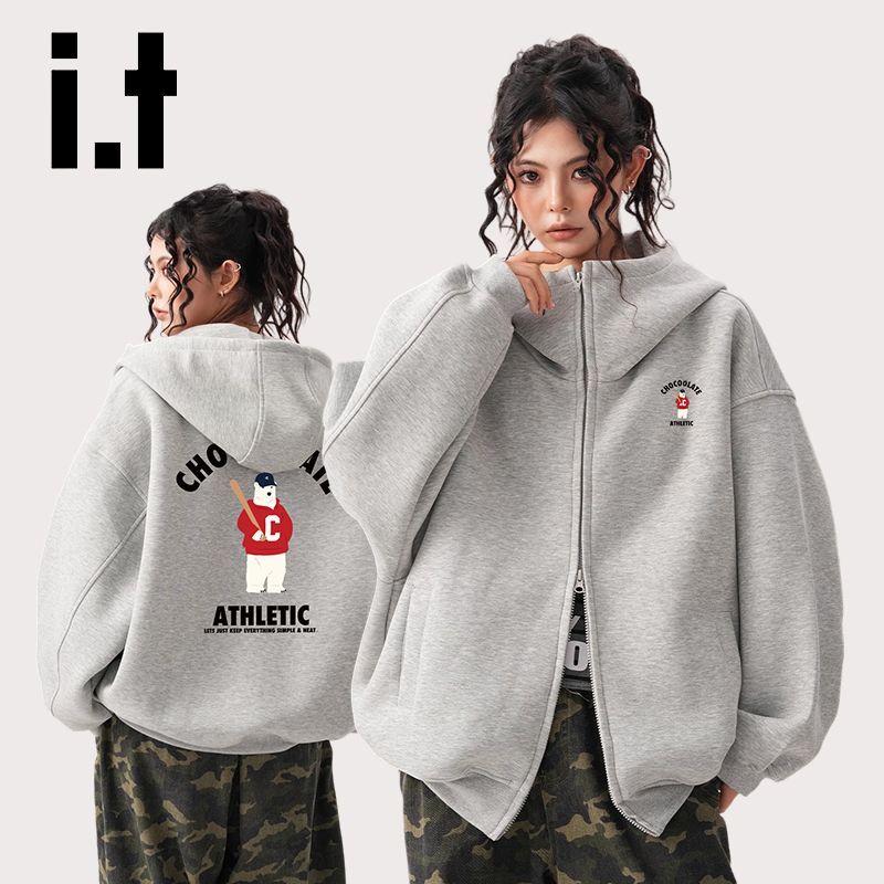 it:CHOCOOLATE美式重磅连帽开衫卫衣女装潮牌休闲百搭运动外套