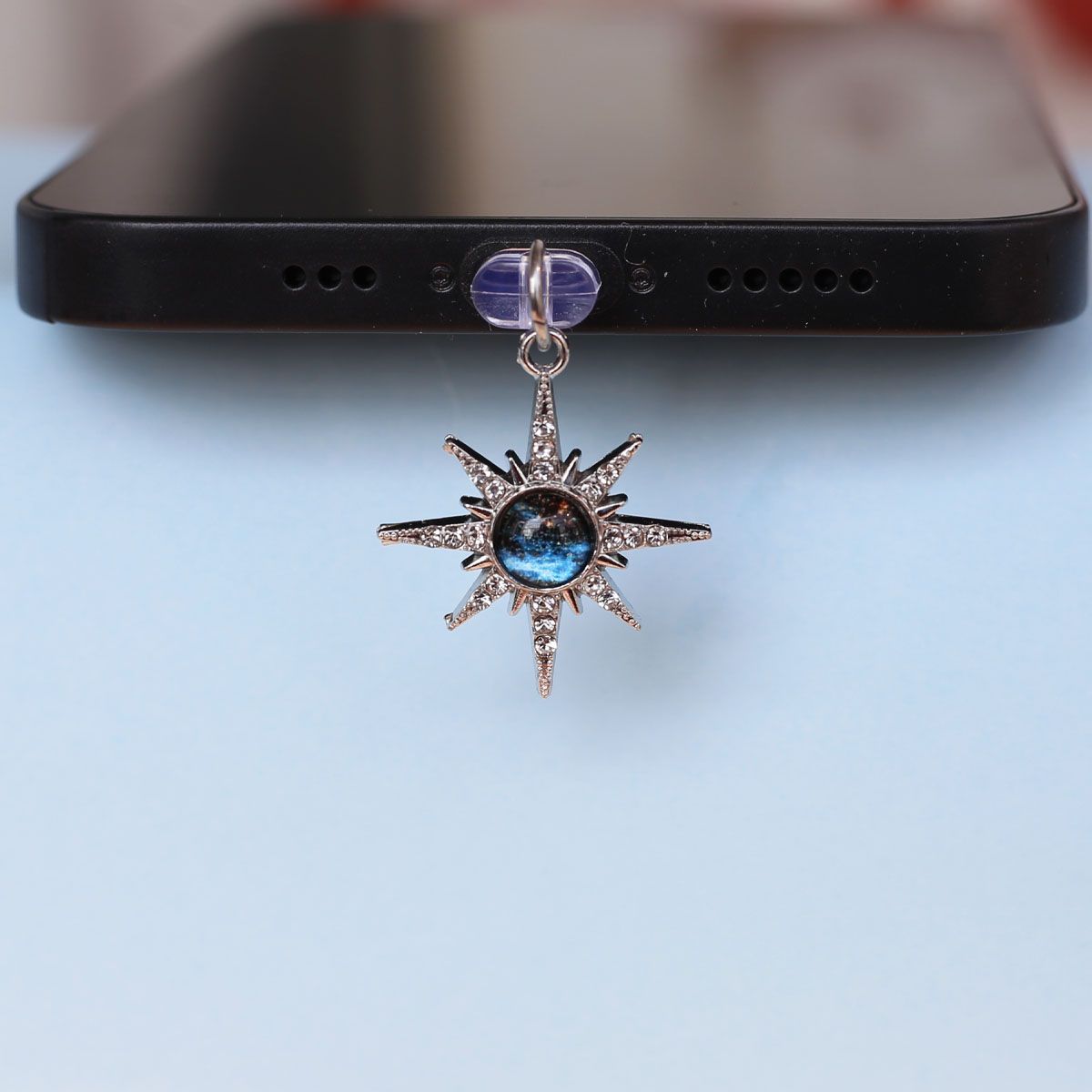 Blue Planet Suitable For Phone Dust Plug Rhinestone Star Moon Beautiful Accessories_voghion.com