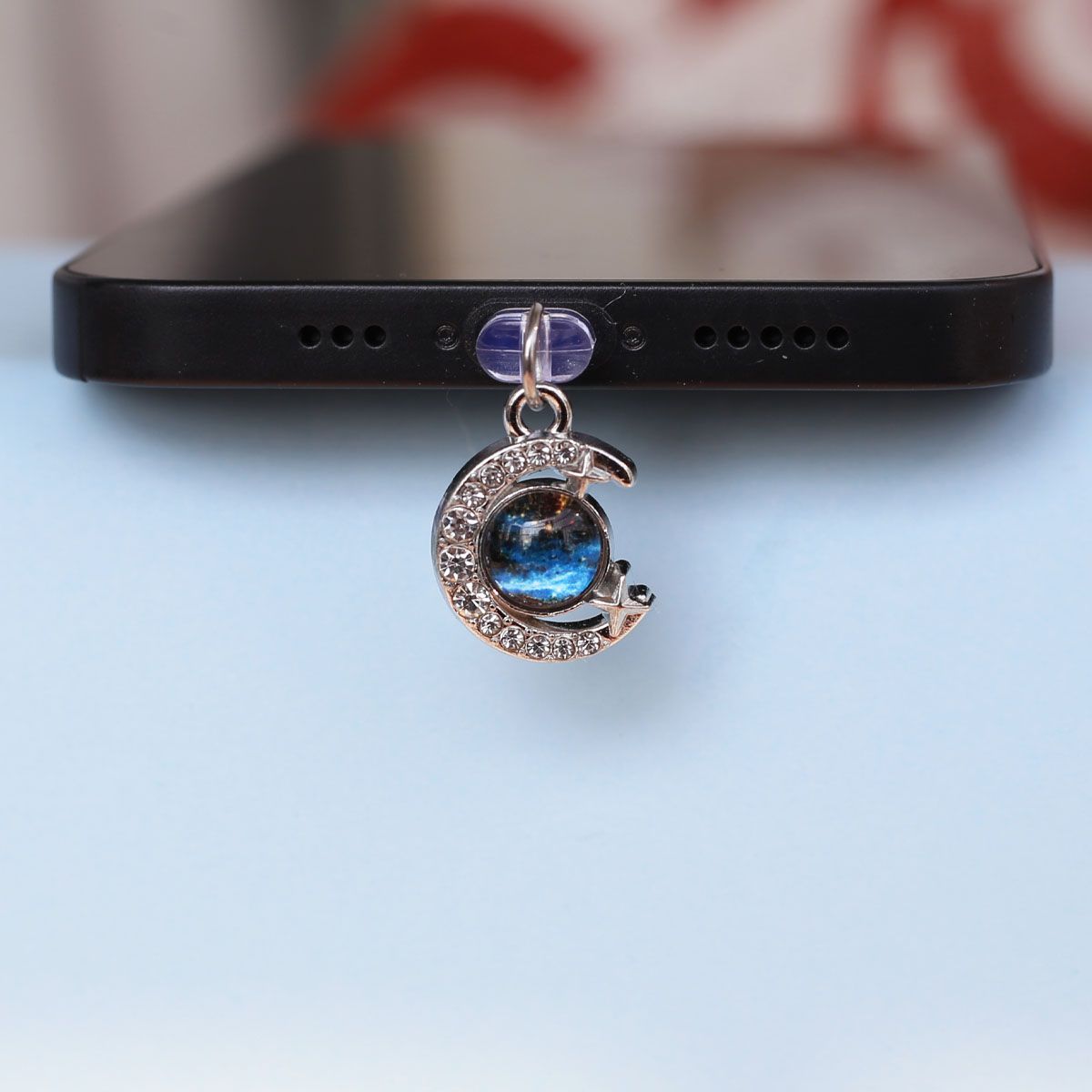Blue Planet Suitable For Phone Dust Plug Rhinestone Star Moon Beautiful Accessories_voghion.com