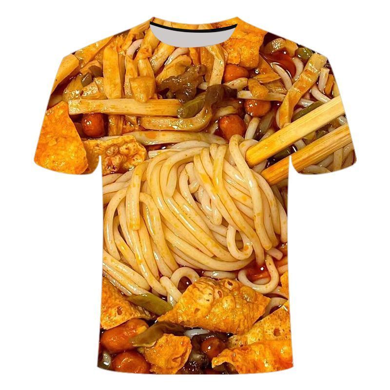 夏季热销爆款短袖 不同美食系列 t恤男女同款圆领3D印花潮流上衣