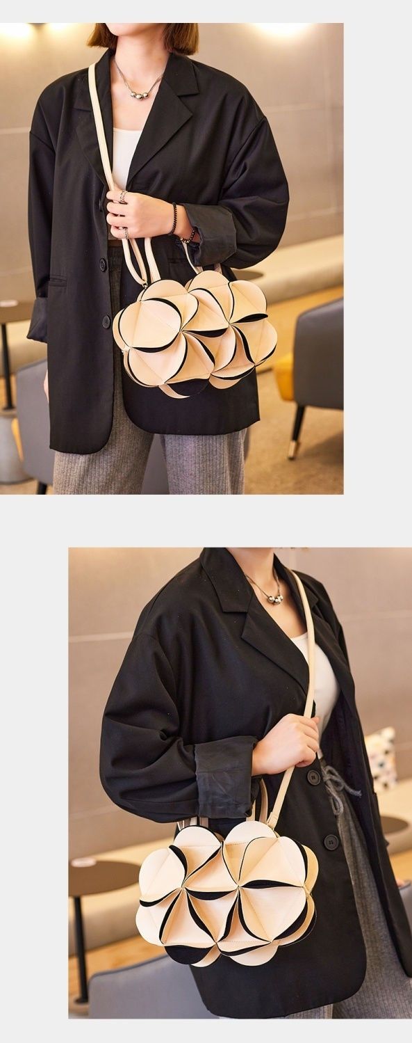 Blommig crossbody-väska för damer, snygg patchwork axelremsväska_voghion.com