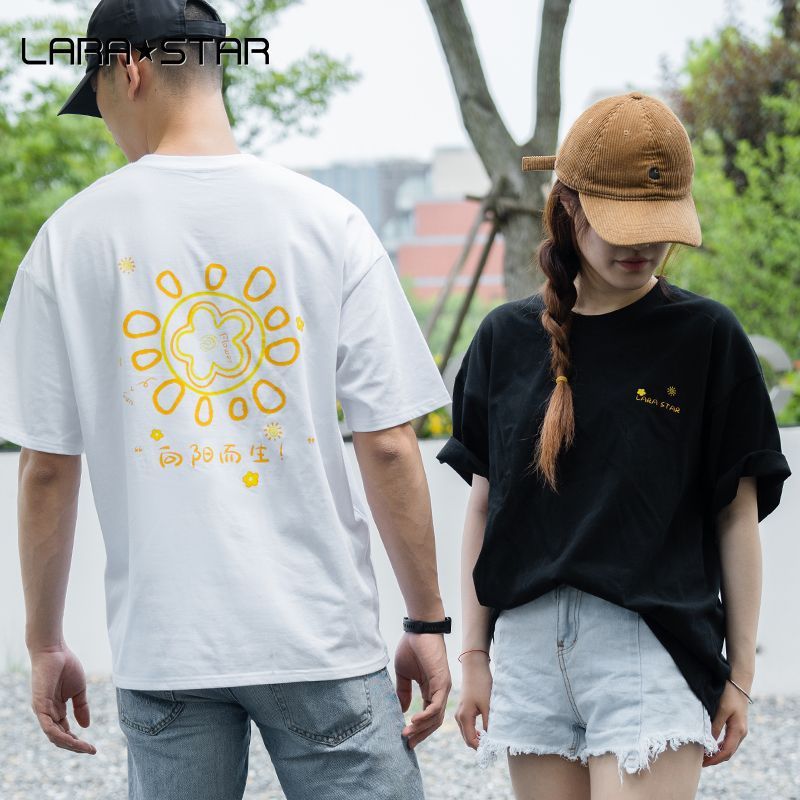劳拉之星1008向阳而生短袖班服夏260g高克重纯棉T恤