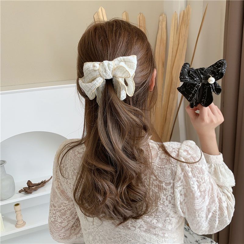 Clip a banana per capelli con fiocco grande stile coreano_voghion.com